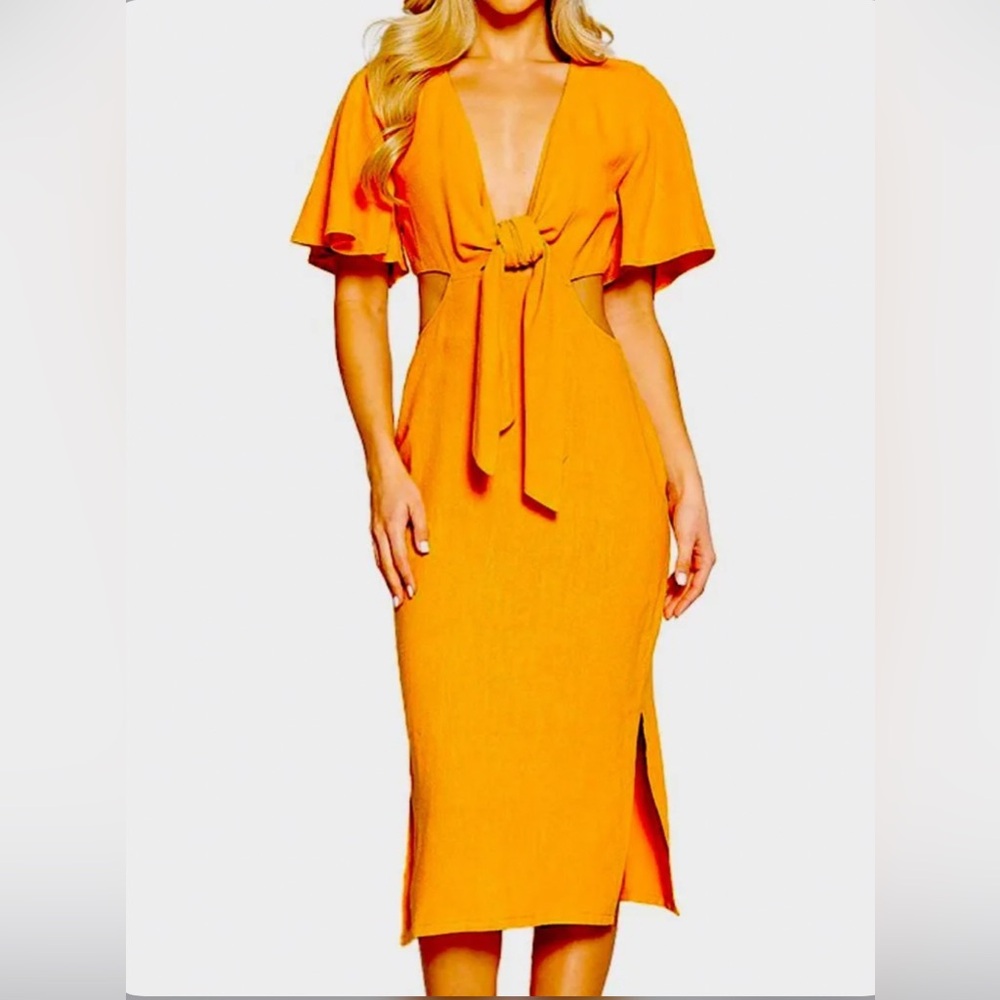 FORE Ryanne Tangerine Orange Midi Dress